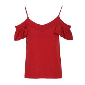 Cop Copine red Knit cold shoulder tank